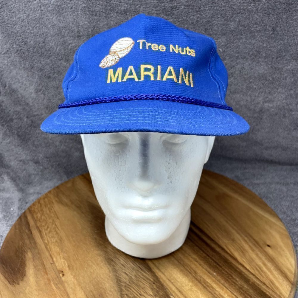 Vintage Mariani Tree Nuts Snapback Trucker Hat Baseball Cap Blue USA